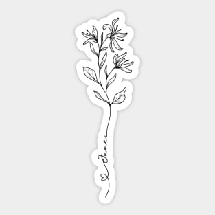 Minimalist Botanical Drawing Honeysuckle June Birth Flower Sticker